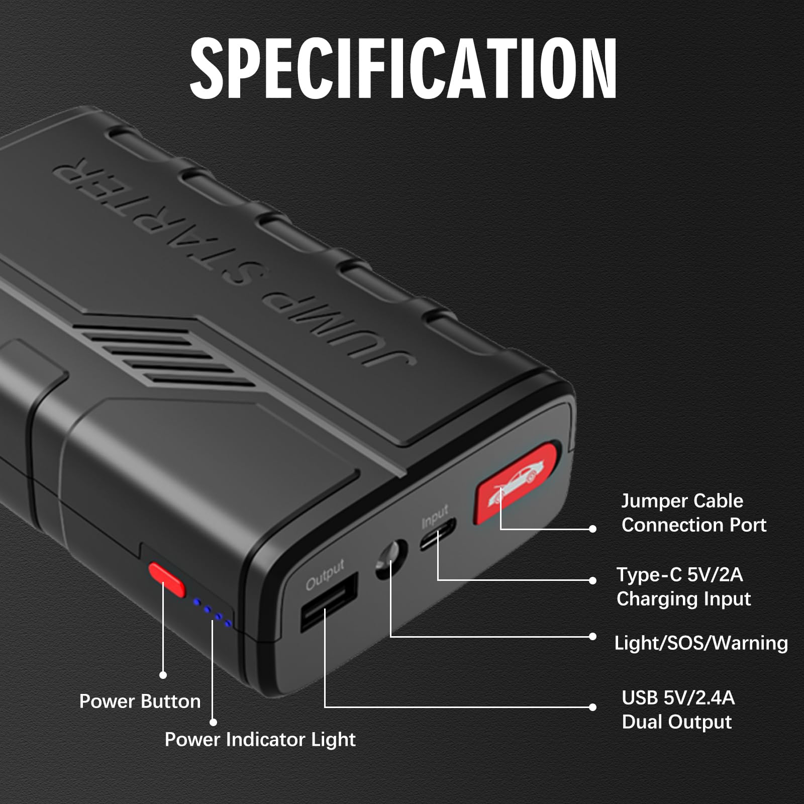 Booster Batterie Voiture Portable, Momowin Jump Starter 1500A(Jusqu'à 7,0L Essence ou 5,5L Gazole), Démarreur de Voiture 12V avec Pinces de Sûreté Intelligentes , 3 Modes de Lumières LED
