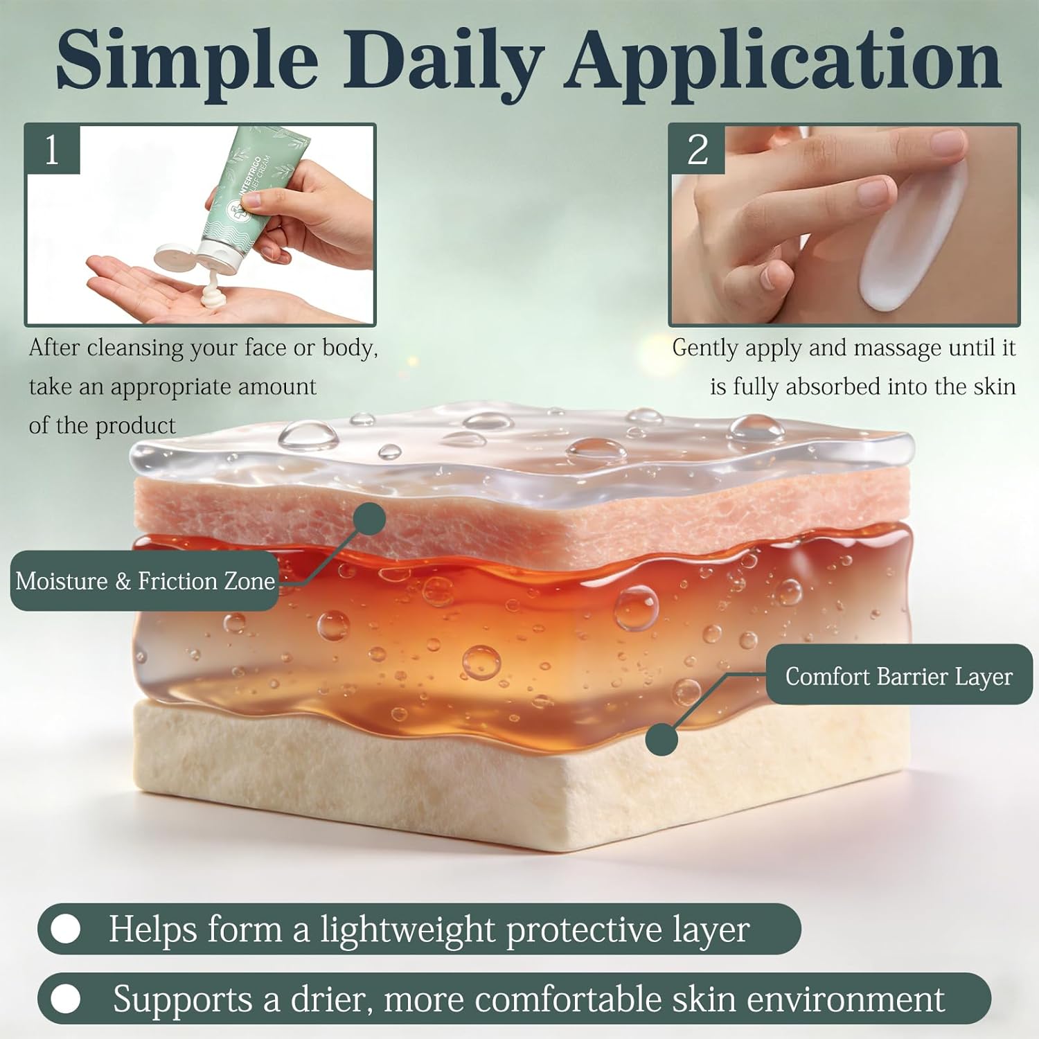 2026 New Intertrigo Cream, Professional Intertrigo Relief Cream, Skin Fold Care & Chafing Support Cream, Fast-Drying Non-Greasy Formula for Friction-Prone Areas (2Pcs) - Image 6