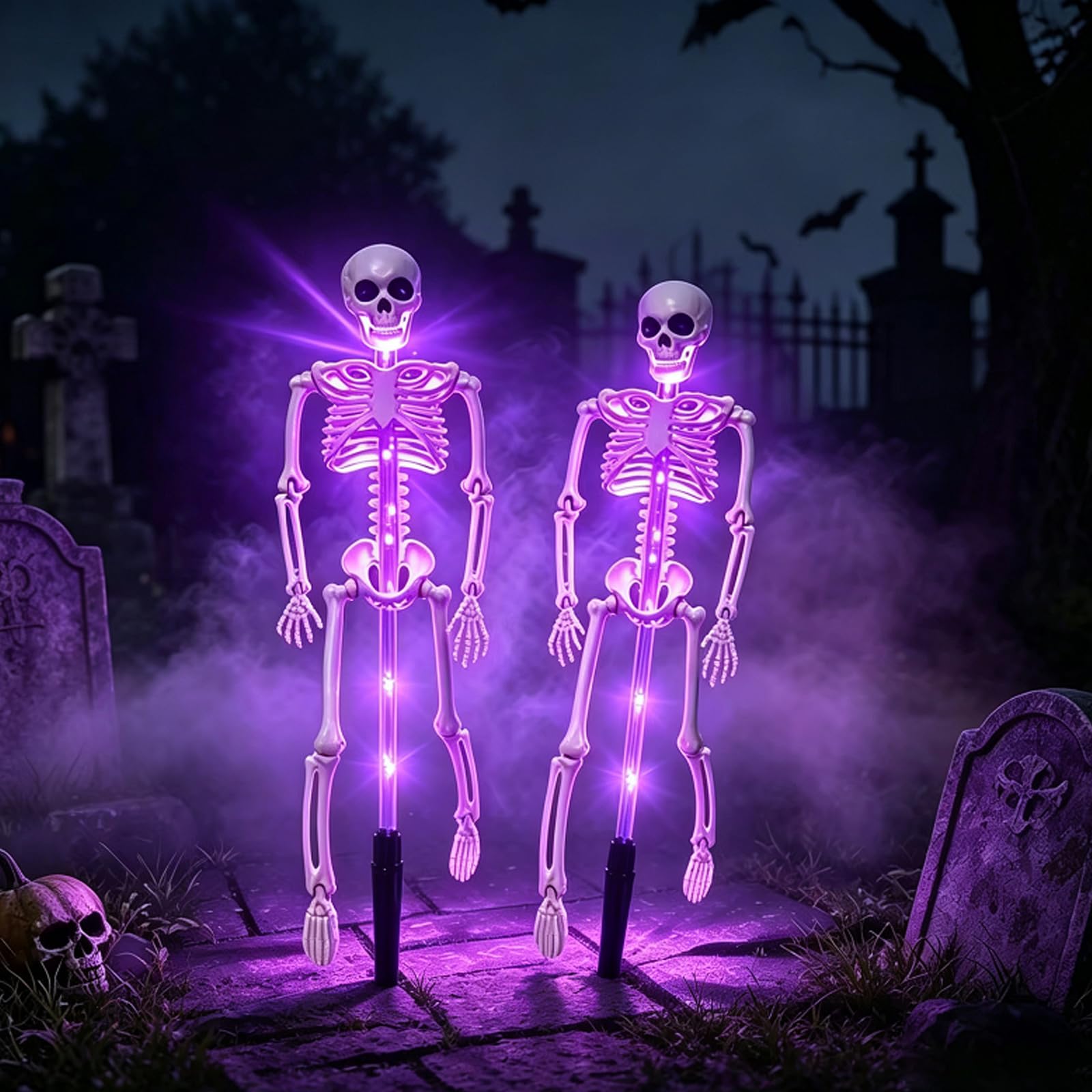 Solar Skeleton Yard Stake Halloween Garden Decorations Outdoor Purple