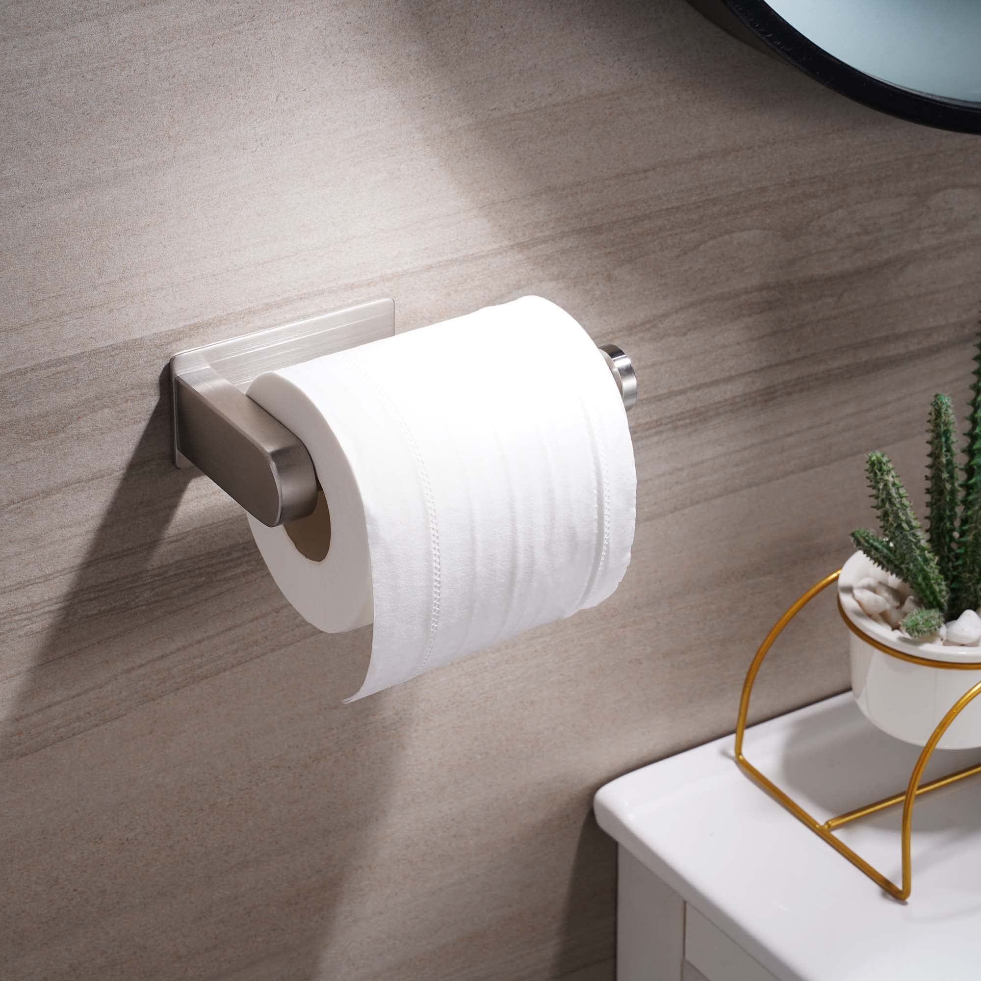 Porte-Papier Toilette Sans Perçage Avec Étagère, Adhésif 3M - En Acier