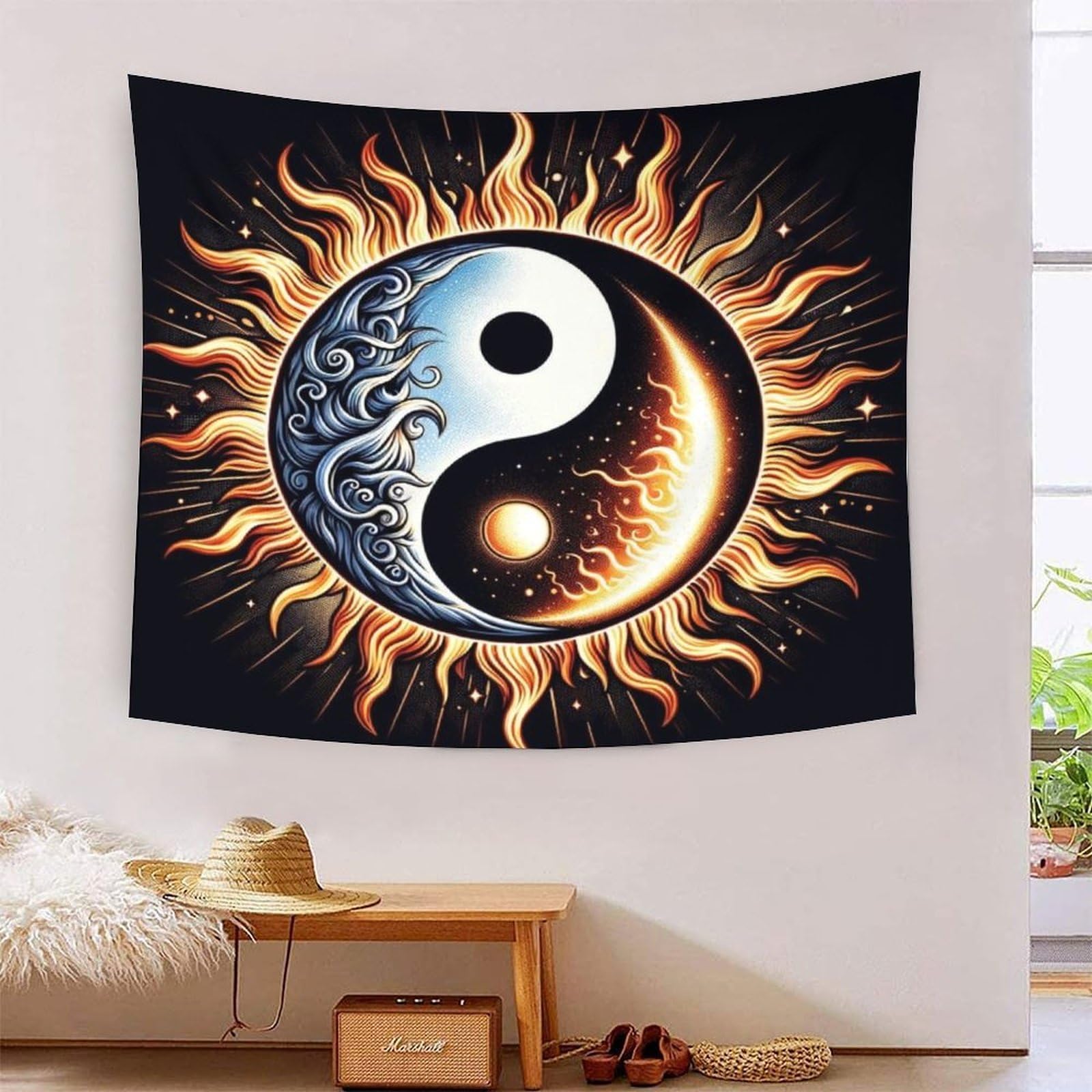 Ytponbcstug Yin And Yang-1 Yin And Yang Wall Hanging Tapestry Cartoon Colourful Wall Tapestries Polyester Throw Picnic Rugs Table Cloth Tapestry 70Cmx100cm