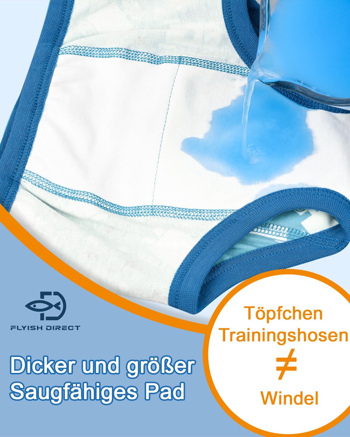 FLYISH DIRECT Töpfchen Trainingshose, Kinder Töpfchentraining Unterwäsche für Jungen und Mädchen, Bequem und Atmungsaktiv - 4