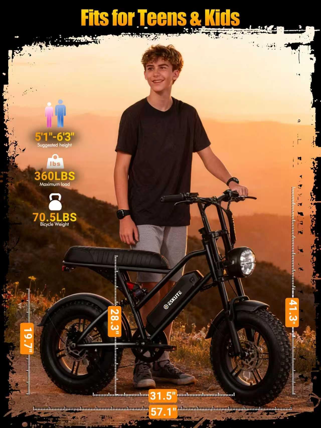 V100/V200 1500W Peak Electric Bike for Adults, 28MPH 48V13&20.8 Ah Removable Battery, 16/20"x4.0" Fat Tire, 7-Speed E-Bike with Dual Suspension – Commuter Ebike for Men & Women