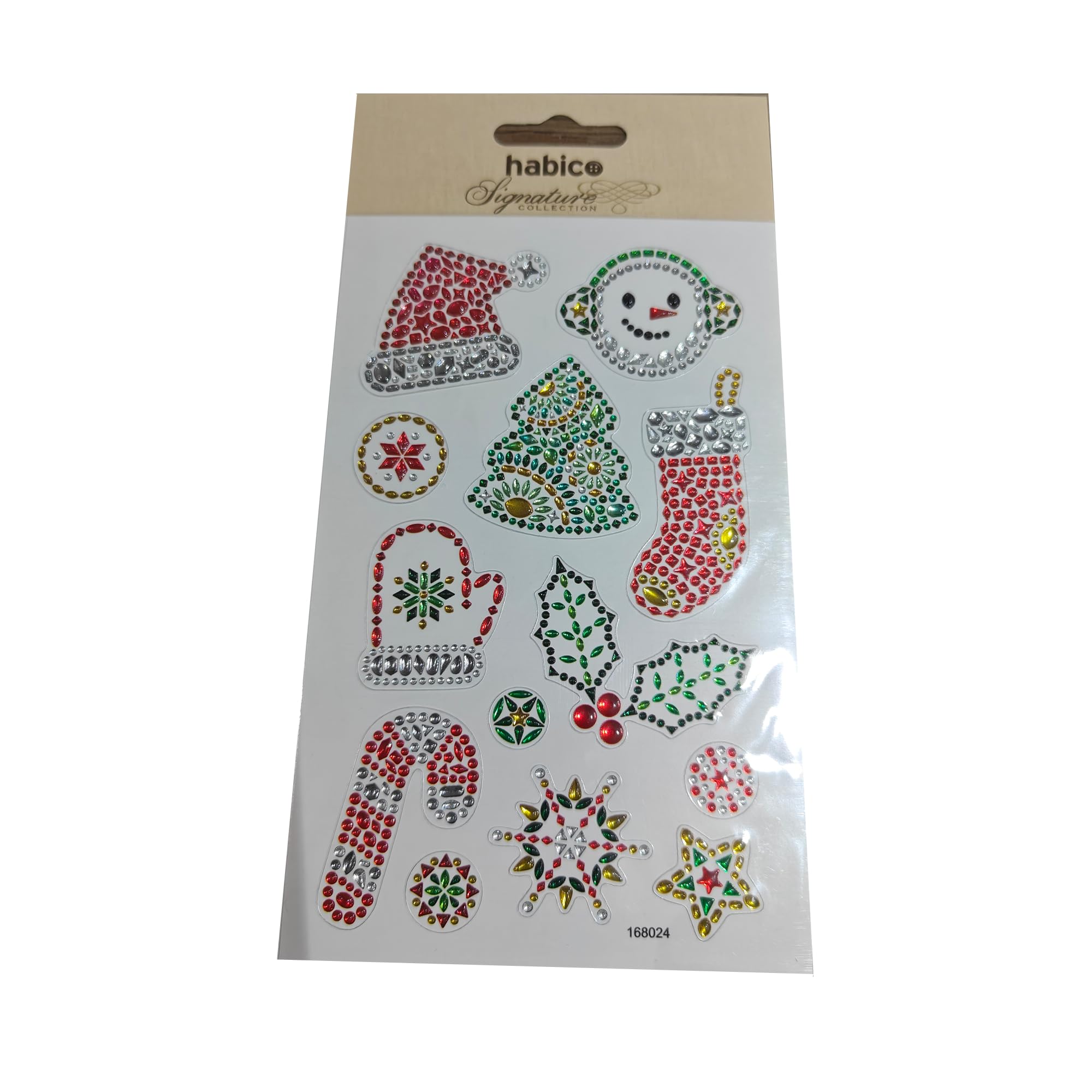 Beautiful Coloured Crystal Stickers for Christmas Craft and Card Making (Christmas Shapes)