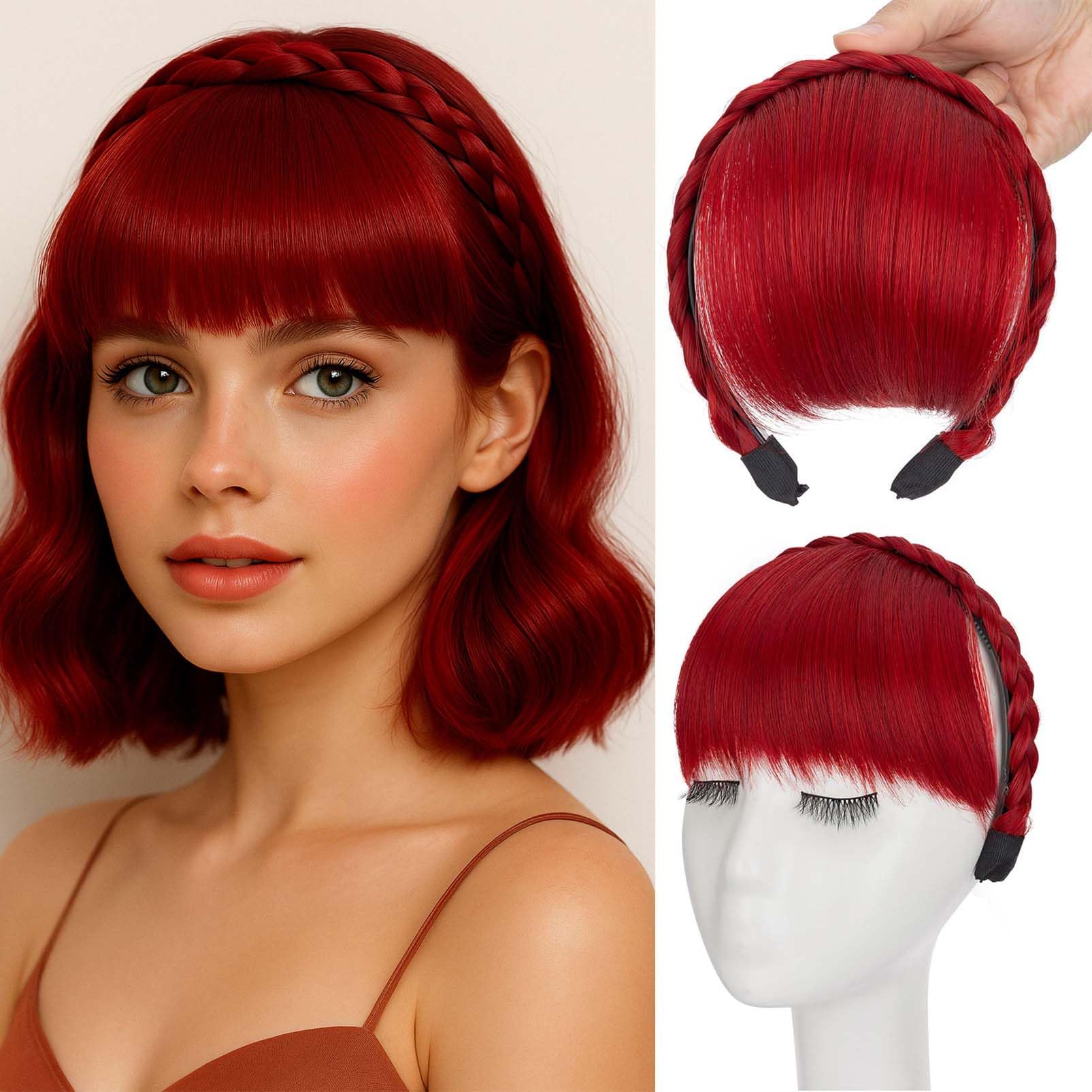 S-noilite Headband with Bangs, Front Hair Bangs Wigs Headband