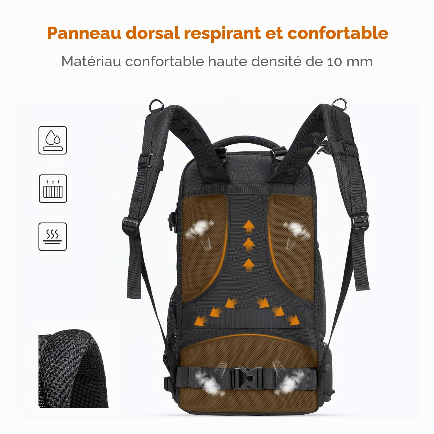 K&F CONCEPT Sac à dos pour appareil photo Grand 30L + Étui de Filtres jusqu'à 95 mm