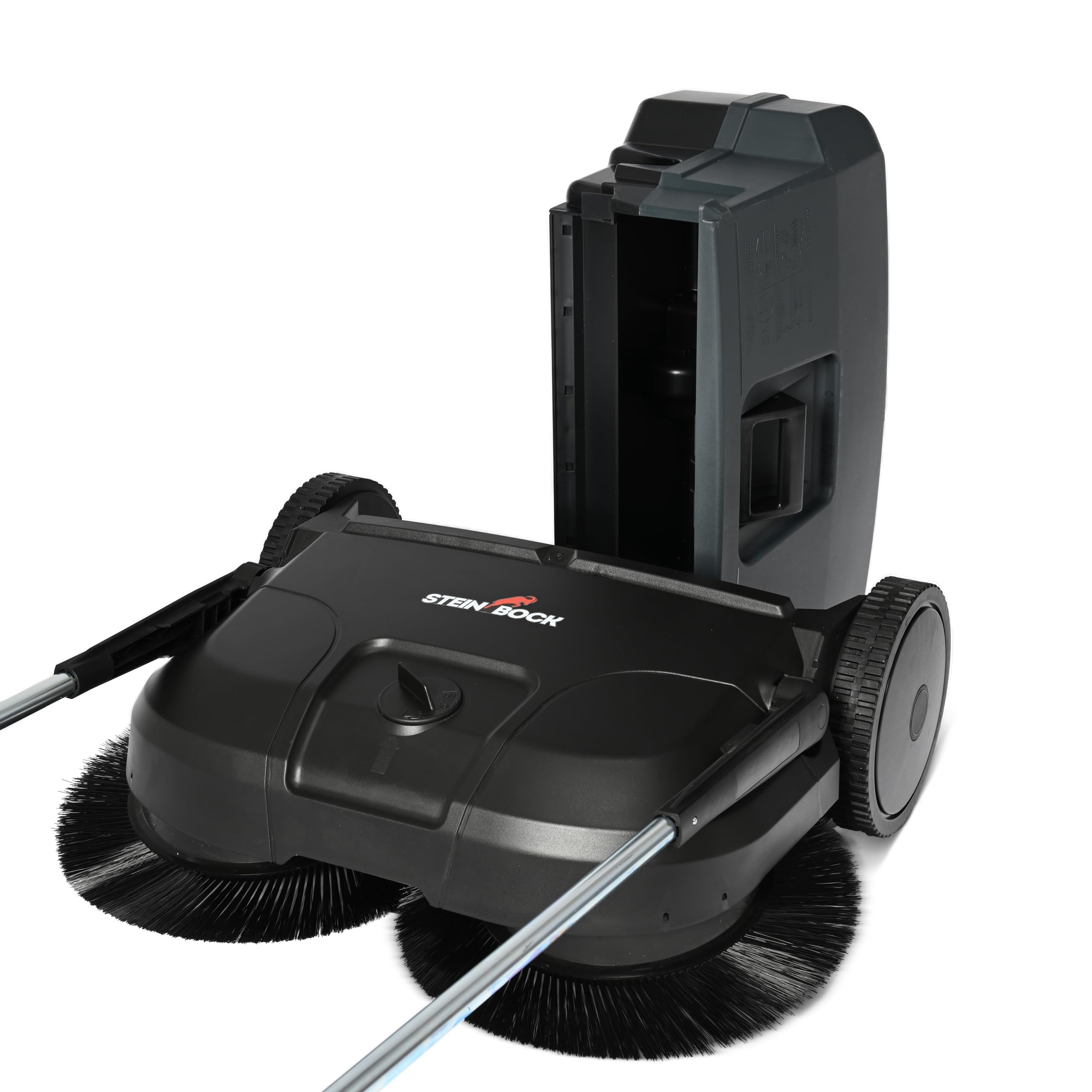 Steinbock Kehrmaschine Turbo manuell | 2-fache Schmutzaufnahme | 75 cm Kehrbreite | 2.900 m²/h Kehrleistung | 50 l Behälter | Anthrazitgrau | nasse/trockene Oberflächen | Handkehrmaschine