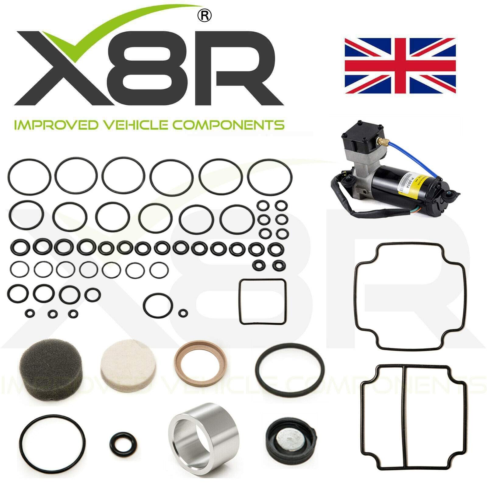 Buy X8R EAS AIR COMPRESSOR PISTON SEAL, PISTON LINER, VALVE BLOCK ORINGS DIAPHRAGM REBUILD KIT