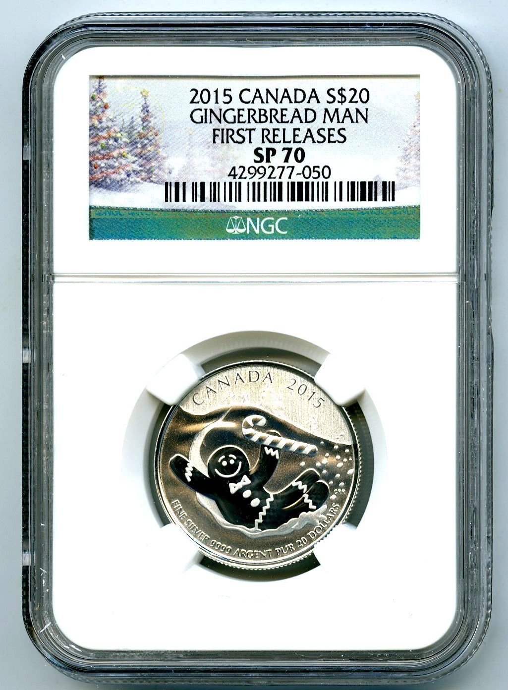 2015 Canada FIRST RELEASES Gingerbread Man Christmas Proof .9999 Silver Coin $20 SP70 NGC