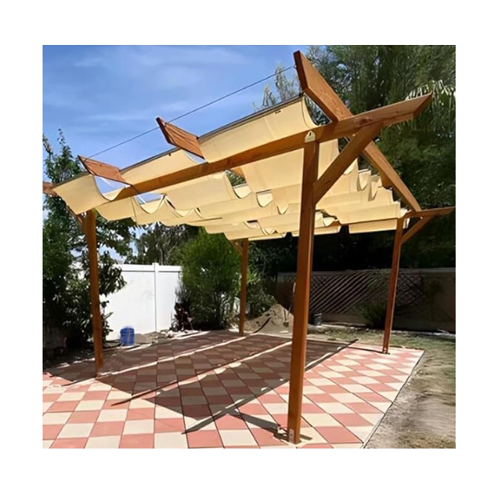 Toile d'ombrage rétractable anti-UV et étanche pour le porche de la maison