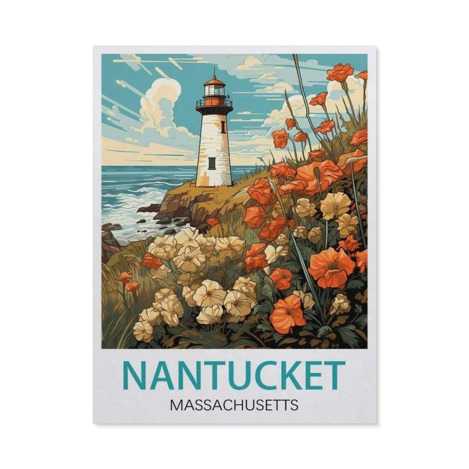 Vintage Metal Tin Sign，Nantucket Massachusetts(15x30cm）