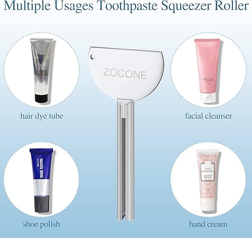 Miniatura 5 de ZOCONE Exprimidor de pasta de dientes, 6 piezas de llave de tubo de metal de acero inoxidable para pasta de dientes para pintura, crema, cosméticos
