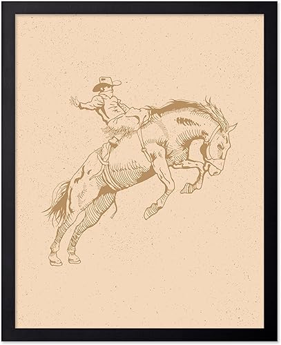 Miniatura 97 de Poster Master Póster de Rodeo marrón – Estampado retro de vaquero sobre caballo – Arte de vaquero – Arte occidental – Arte del salvaje oeste –