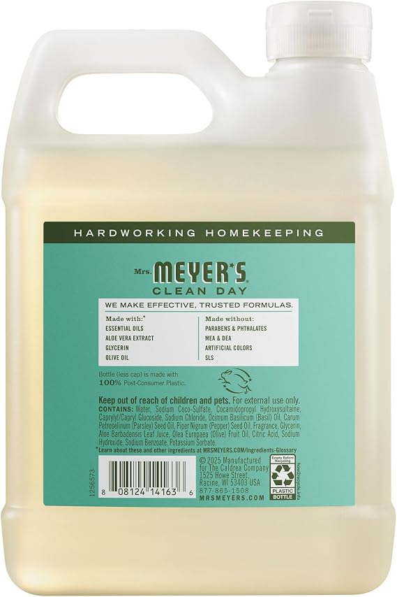 MRS. MEYER'S CLEAN DAY Liquid Hand Soap Refill, Basil, 33 fl oz