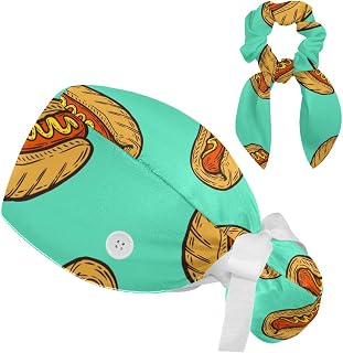 Gorra de trabajo con botones y lazo para mujer, color amarillo, rosa, verde y azul, Multicolor 08, M-L