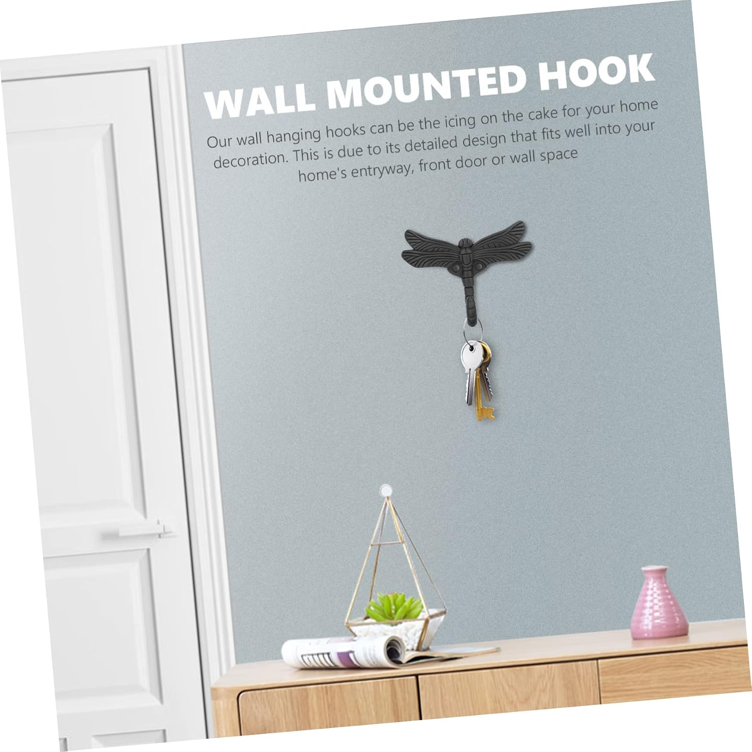 Garneck Creative Dragonfly Wall Mounted Hook Sturdy Iron Decorative Coat Hat Hanger for Indoor Organization Rustic Towel Key Rack Unique Home Decor Gift image 5