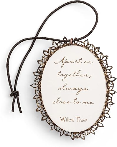 Vista 16 de Willow Tree Adorno con bordes de metal, esculpido pintado a mano en relieve