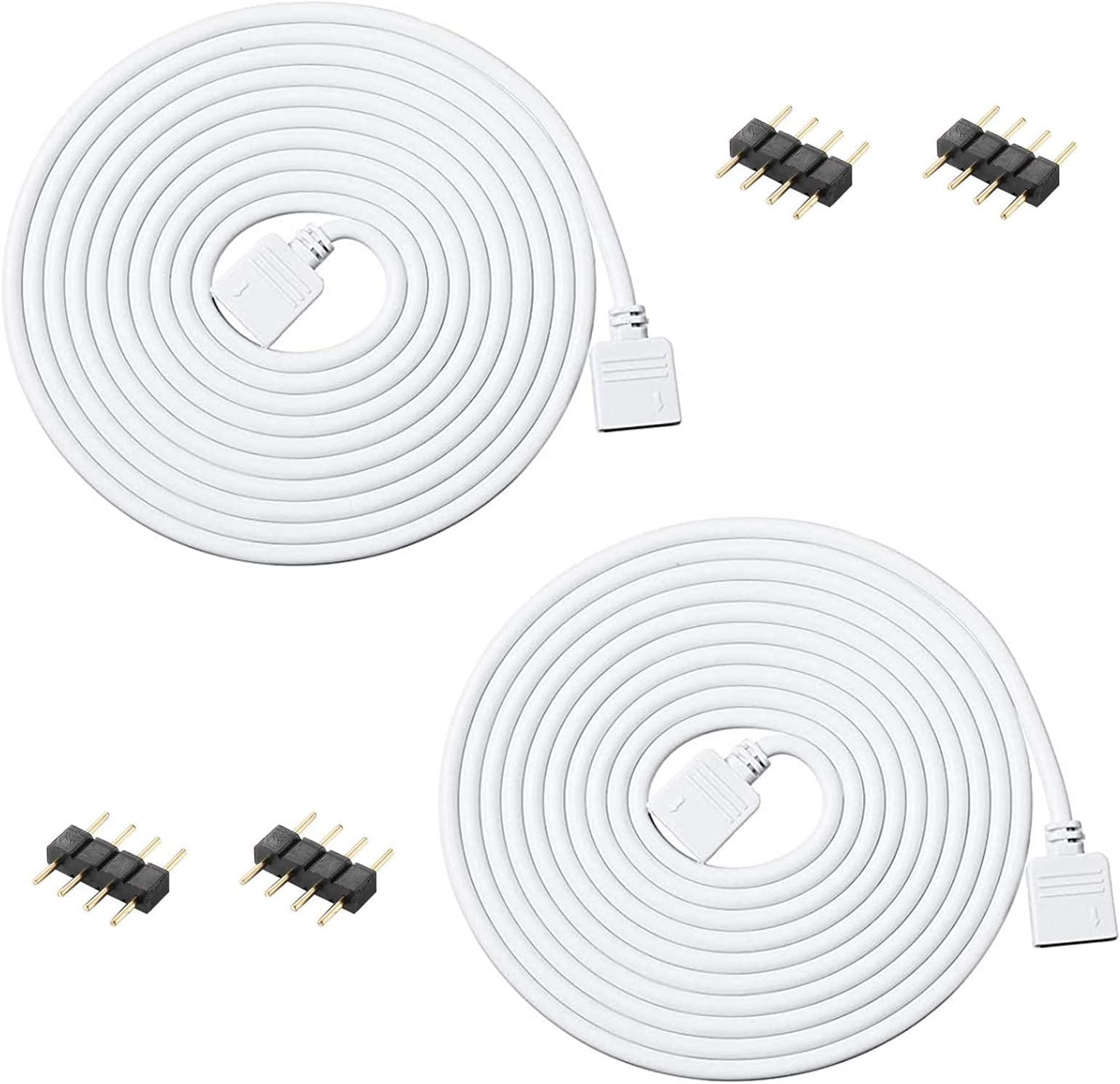 2Pcs 8.2ft/2.5M 4Pin LED Strip Light Extension Cable Wire, LED Cable Connector, RGB LED Connector Cable 4 Pin for 5050 3528 2835 RGB LED Strip