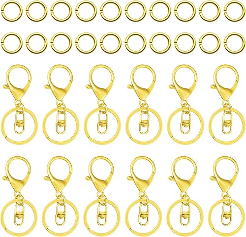 30 llaveros con cierre de langosta para hacer joyas, clips de gatillo giratorios de metal con cierres giratorios, clips de gancho, anillo plano