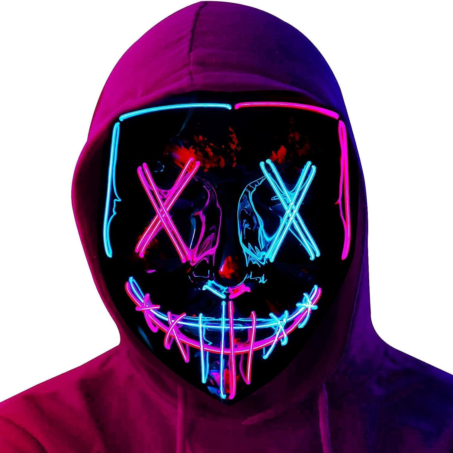 AUTOYSUR Halloween Purge Masks LED Light Up Mask,for Festival Cosplay Halloween Costume Masquerade Parties,Carnival,Gift (T5)