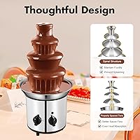 Vista 2 de Fuente de chocolate, capacidad de 2 libras, fácil de montar, fuente de fondue de chocolate de acero inoxidable de 4 niveles para queso nacho, salsa