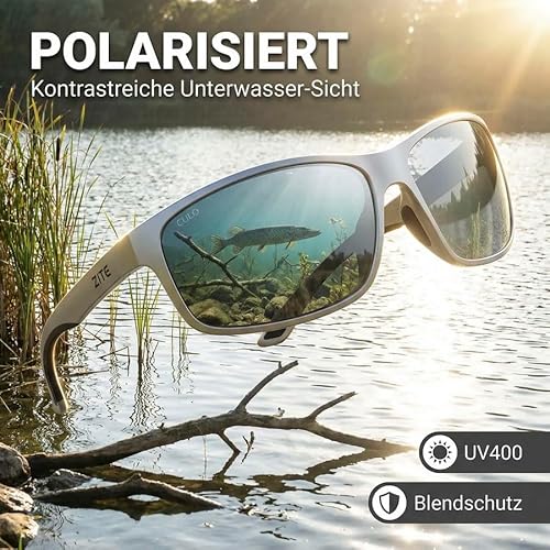 Zite Fishing Polarisationsbrille | Culo | Polbrille Angeln verspiegelt, UV400 & Schwimmfähig | Ultraleichte Angelbrille mit Hardcase & Tasche | Angelbrille polarisiert zum Angeln, Fishing Glasses