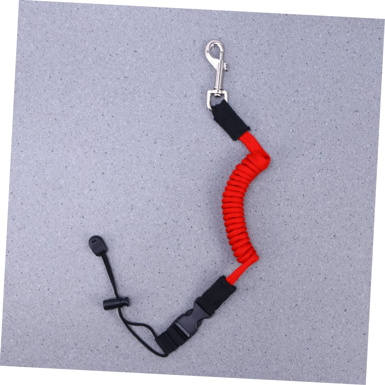 Happyyami Elastic Paddle Leash for Kayak Canoe Boat - Red TPU Safety Cord with Brass Pothook and Plastic Buckle, Extends to 59.05 Inches, Portable and Durable