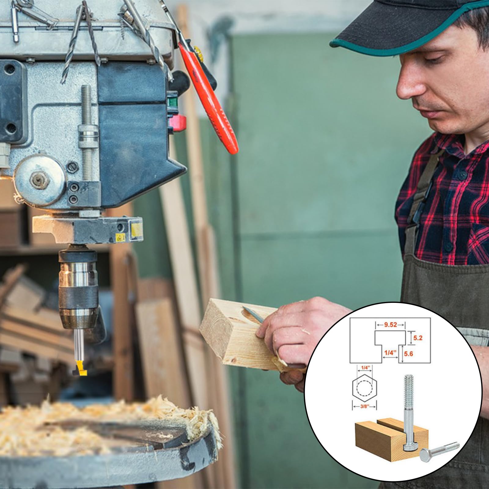 2 Pezzi T-Slot Track Fresa,Fresa a T con Gambo,T-scanalatura Dello Stinco Legno Cutter Router Bit,per utensile Per la Lavorazione del Legno