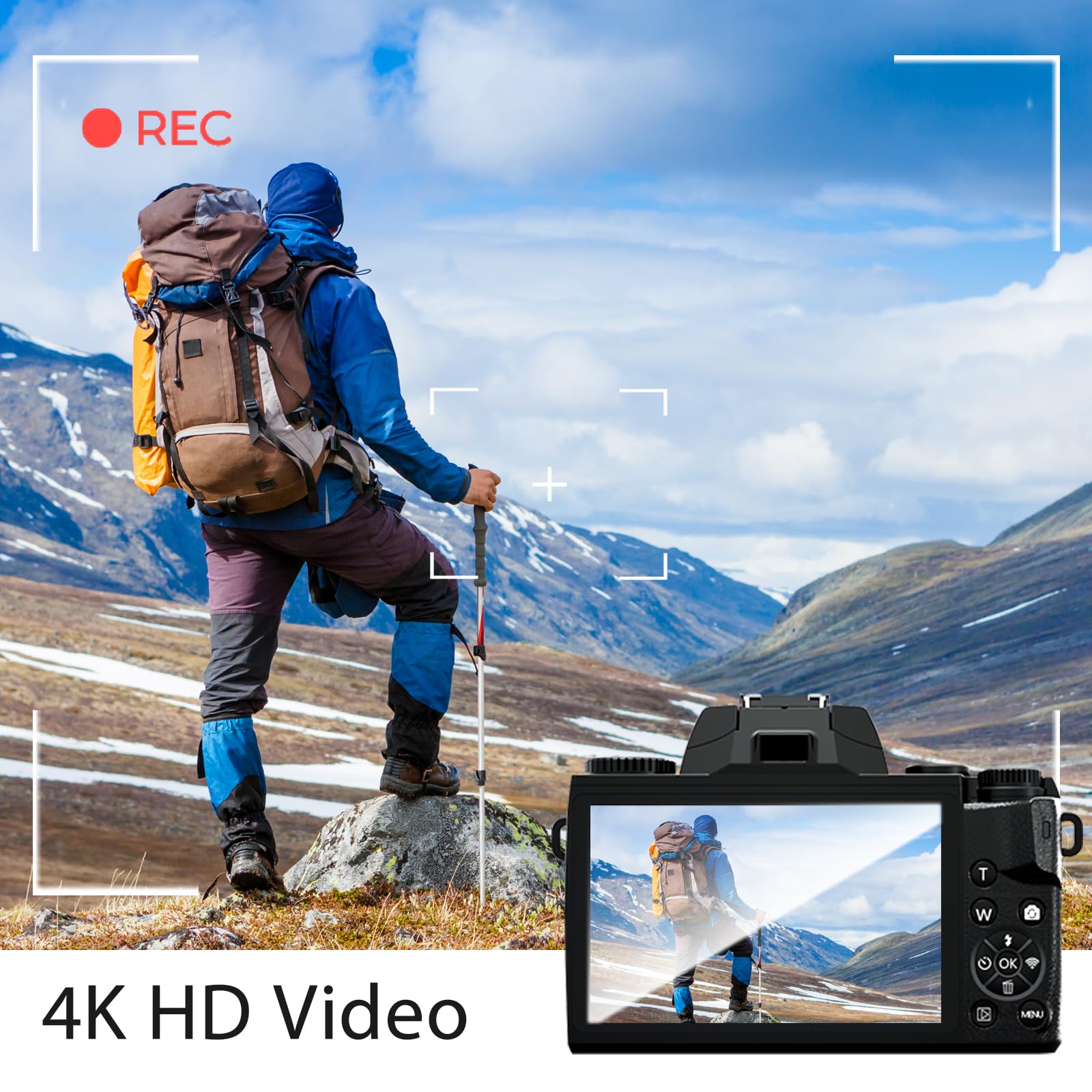 Appareil Photo Numérique 4K 64 MP Avec écran Tactile 4.0", Zoom