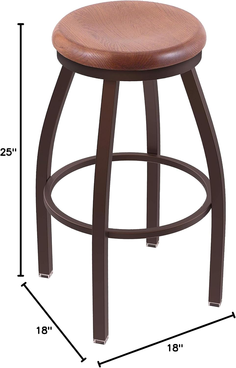 HBS 802 Misha 25" Swivel Counter Stool with Bronze Finish and Medium Oak Seat