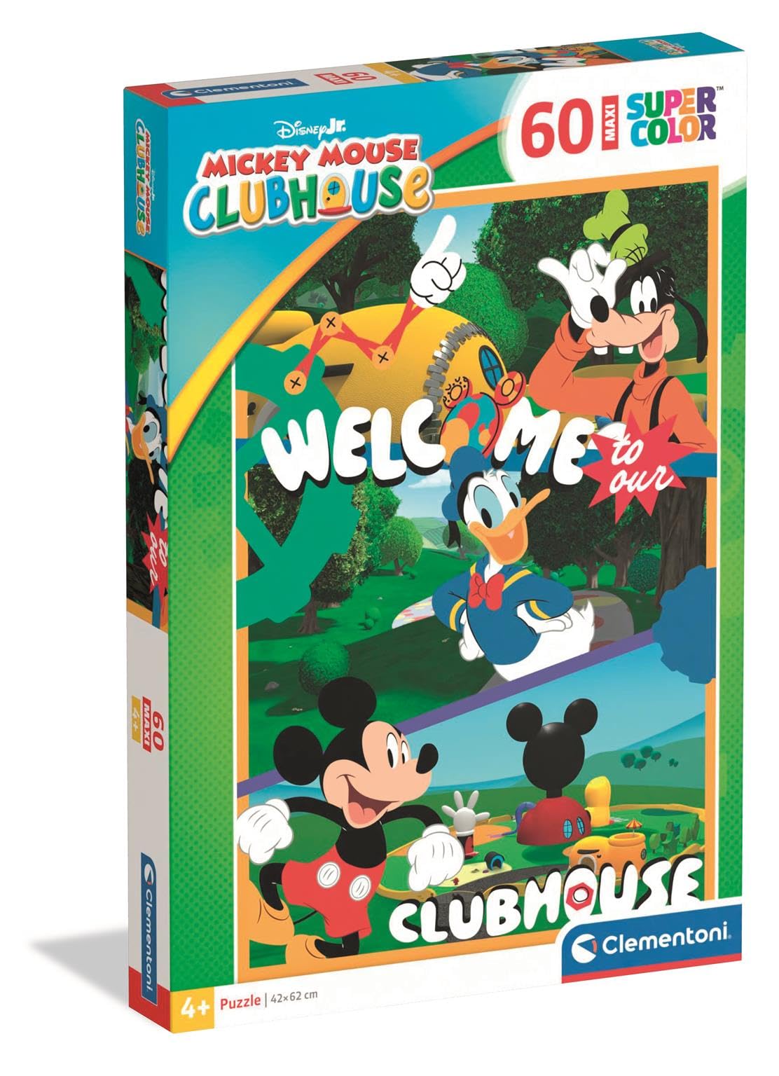Clementoni - Disney Jr. Mickey Mouse Clubhouse Super Color Maxi - Puzzle Infantil de 60 Piezas Extragrandes, Edad 4+, 62 x 42 cm, 26316