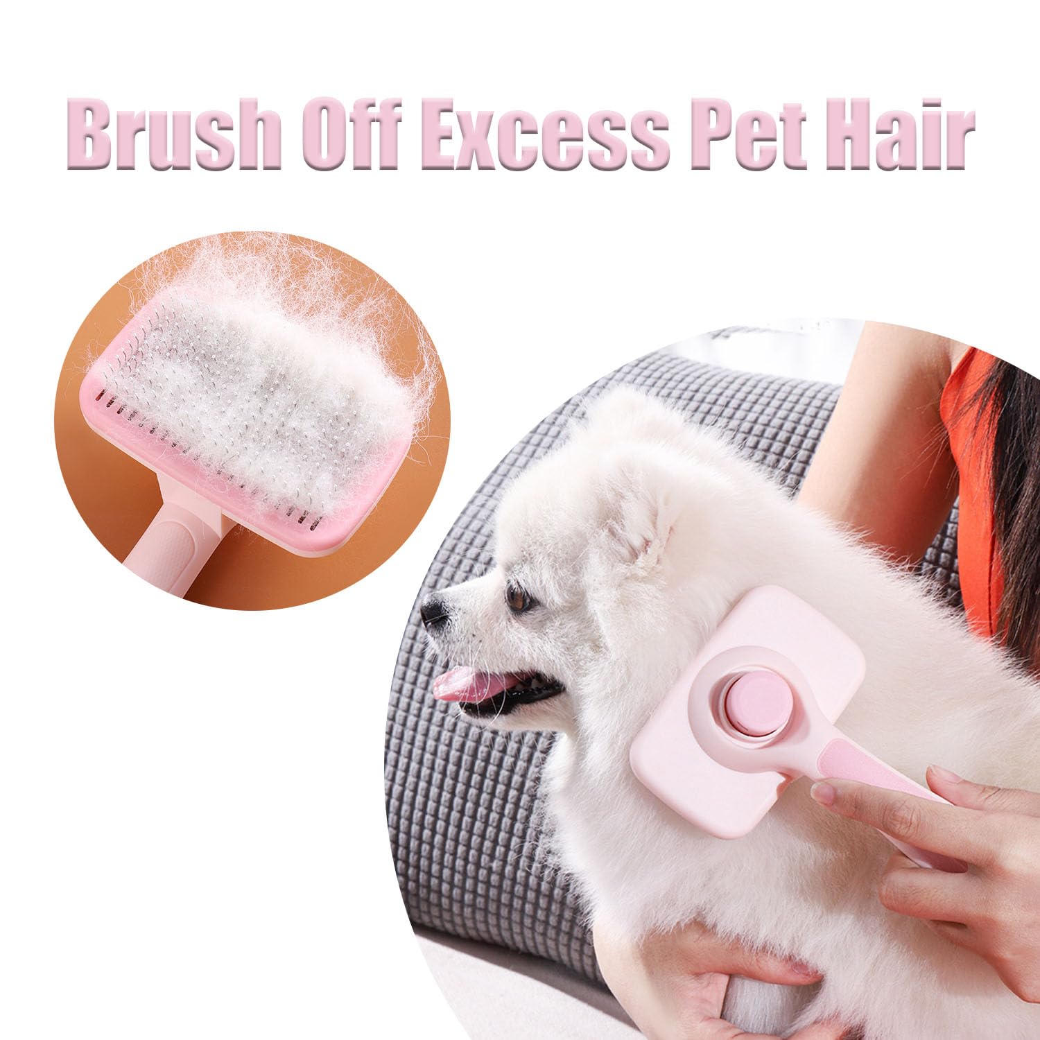 Dog Brush Cat Brush Grooming Comb, Self Cleaning Slicker Dog Brush - Image 3