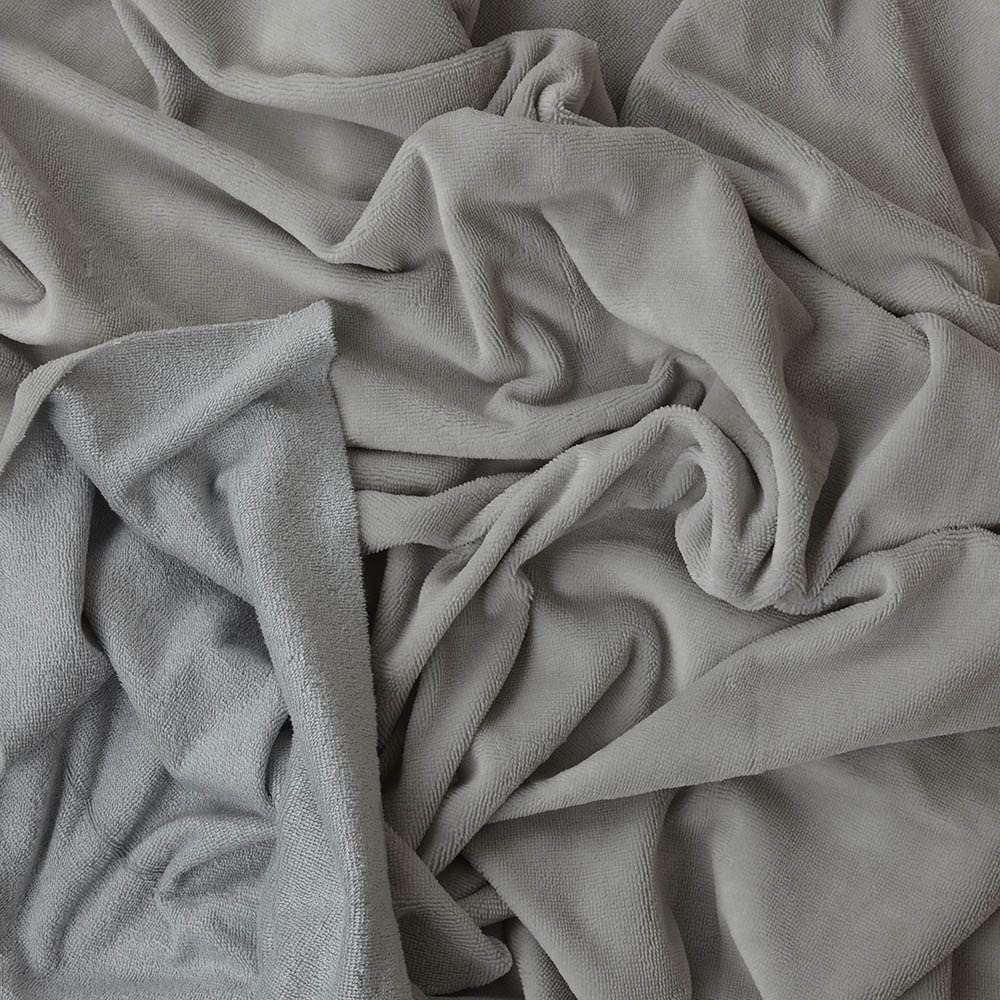 Kt KILOtela - Tela Rizo bambú de Toalla - Baberos bebé, arrullos, Toallas - Absorvente, Suave - Retal de 100 cm Largo x 150 cm Ancho | Gris Perla ─ 1 Metro