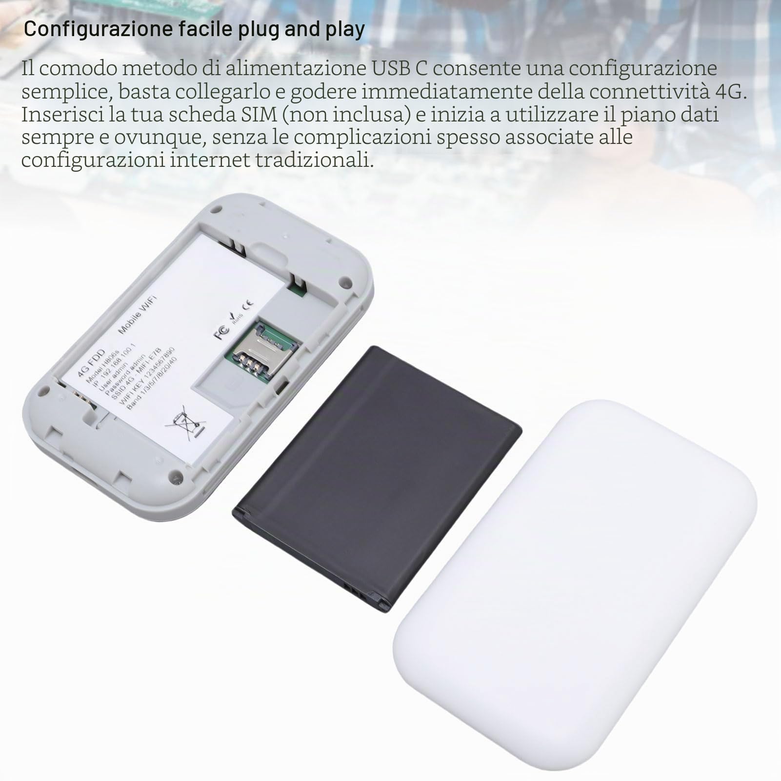 Tosuny Hotspot WiFi 4G/5G Portatile, Router Cellulare LTE 4G con Slot per Schede SIM, 300Mbps, 10 Dispositivi Collegati, Dispositivo Hotspot Mobile Portatile per Viaggi
