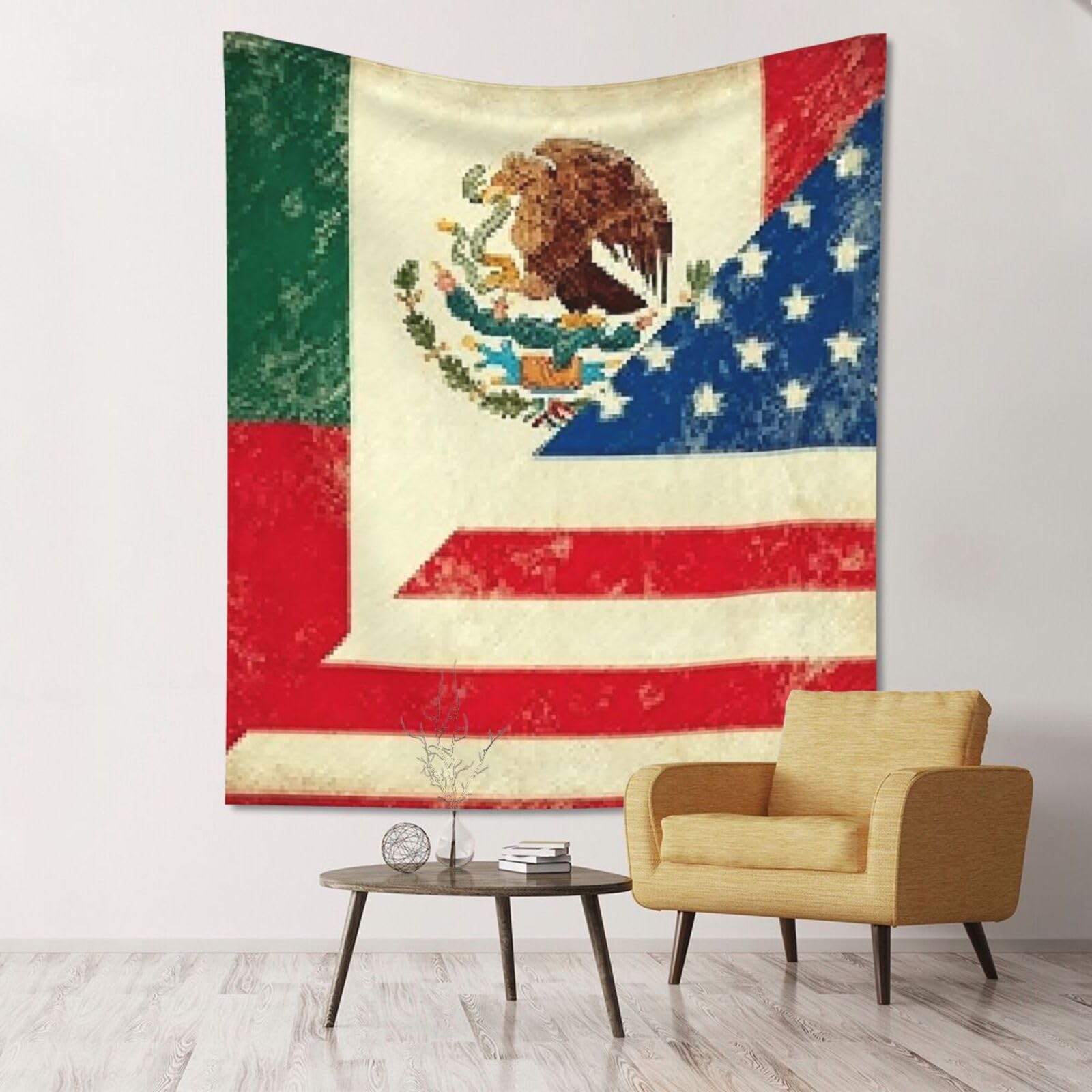 XOPEKVLAWM Tapestry Wall Hanging for Bedroom Aesthetic Wall Mural Tapestries 152x130 cm Art Backdrop Mexican American Flag Tapestries Landscape Poster Tapestry for Living Room Dorm Office Home Decor