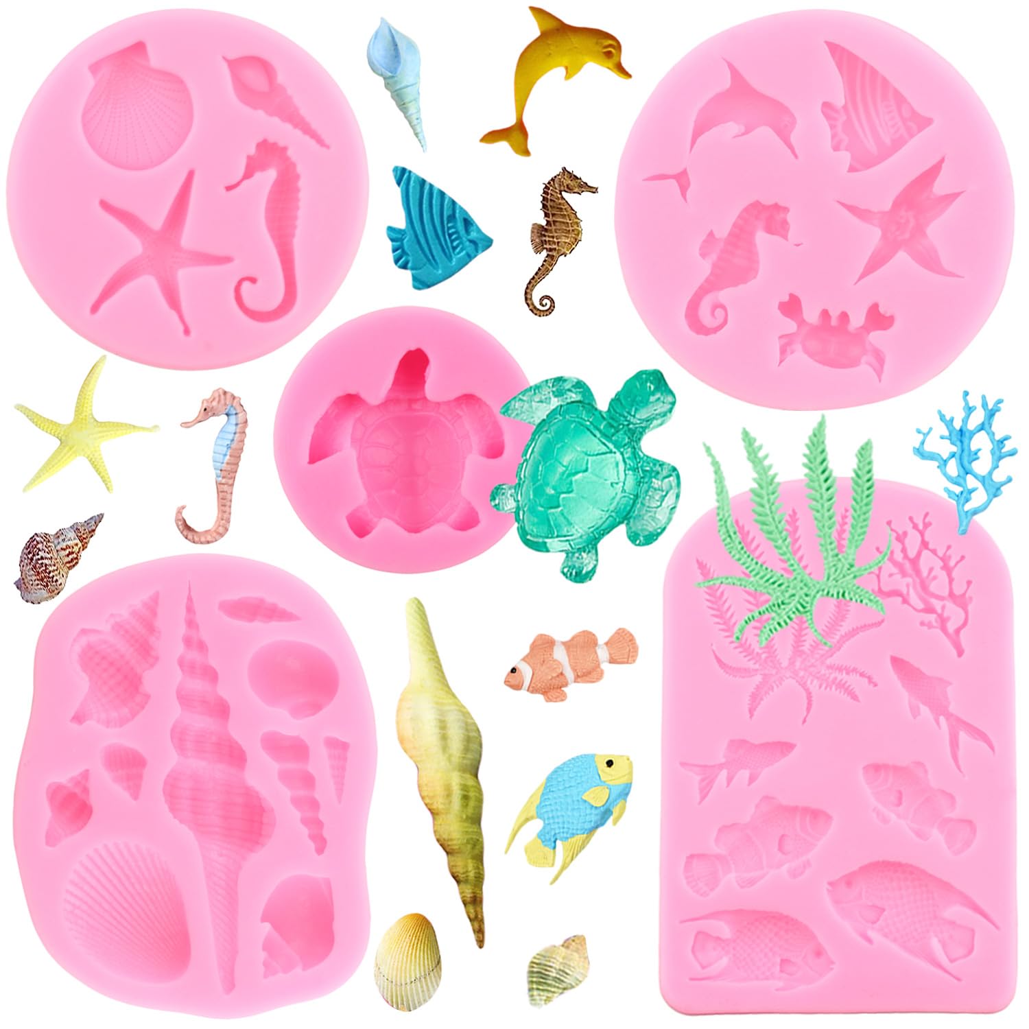 HomeSoGood 2 Stampi In Silicone Per Fondente E Cioccolato | Tema Marino Conchiglie 7,8 Cm E 7 Cm - 3