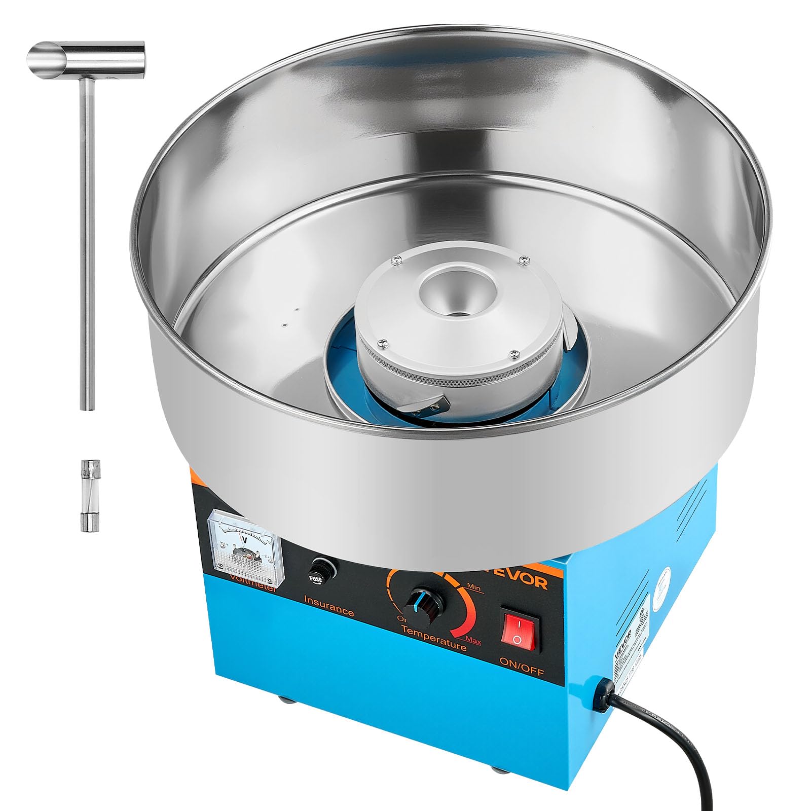 VEVOR Zuckerwattemaschine 1000 W 38 cm Edelstahlschüssel elektrisch 3500 U/min