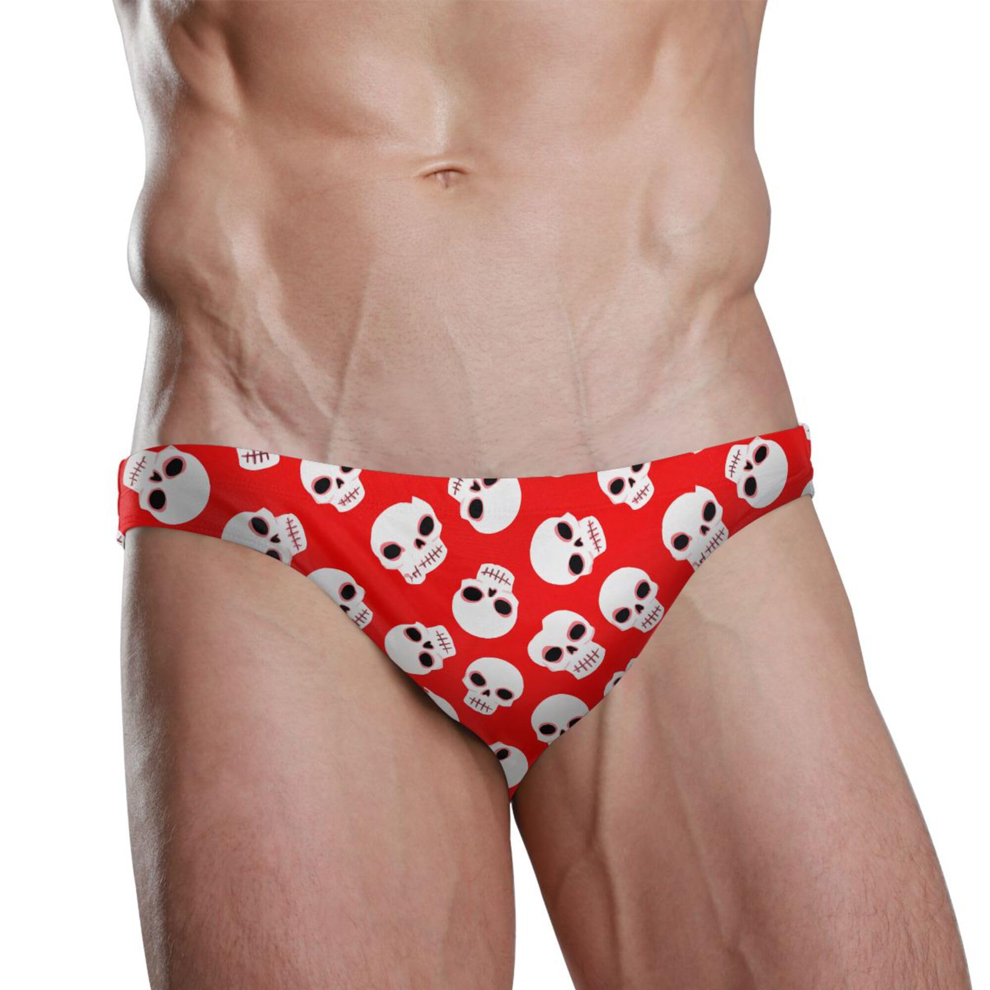 Skull Swim Briefs for Men Bikini Swimwear Boys Short XXL B0404399