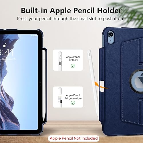 Vista 109 de Fintie Funda giratoria para iPad (A16) de 11ª generación de 11 pulgadas (2025), iPad de 10.9 pulgadas (2022) – [Soporte para lápiz integrado] Funda