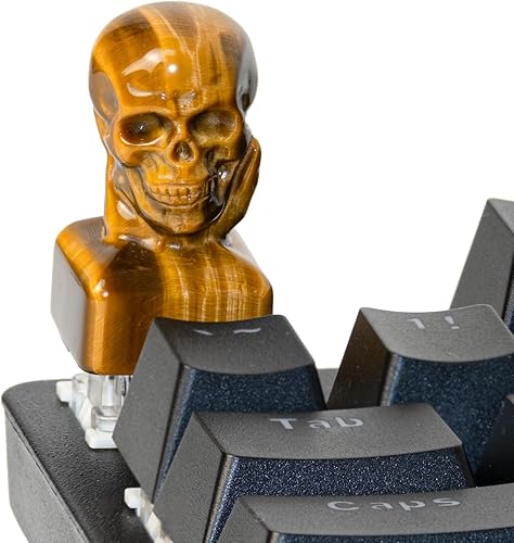 Teclas de visualización personalizables hechas a mano con calavera de ojo de tigre, teclas de teclado para juegos de computadora para teclados