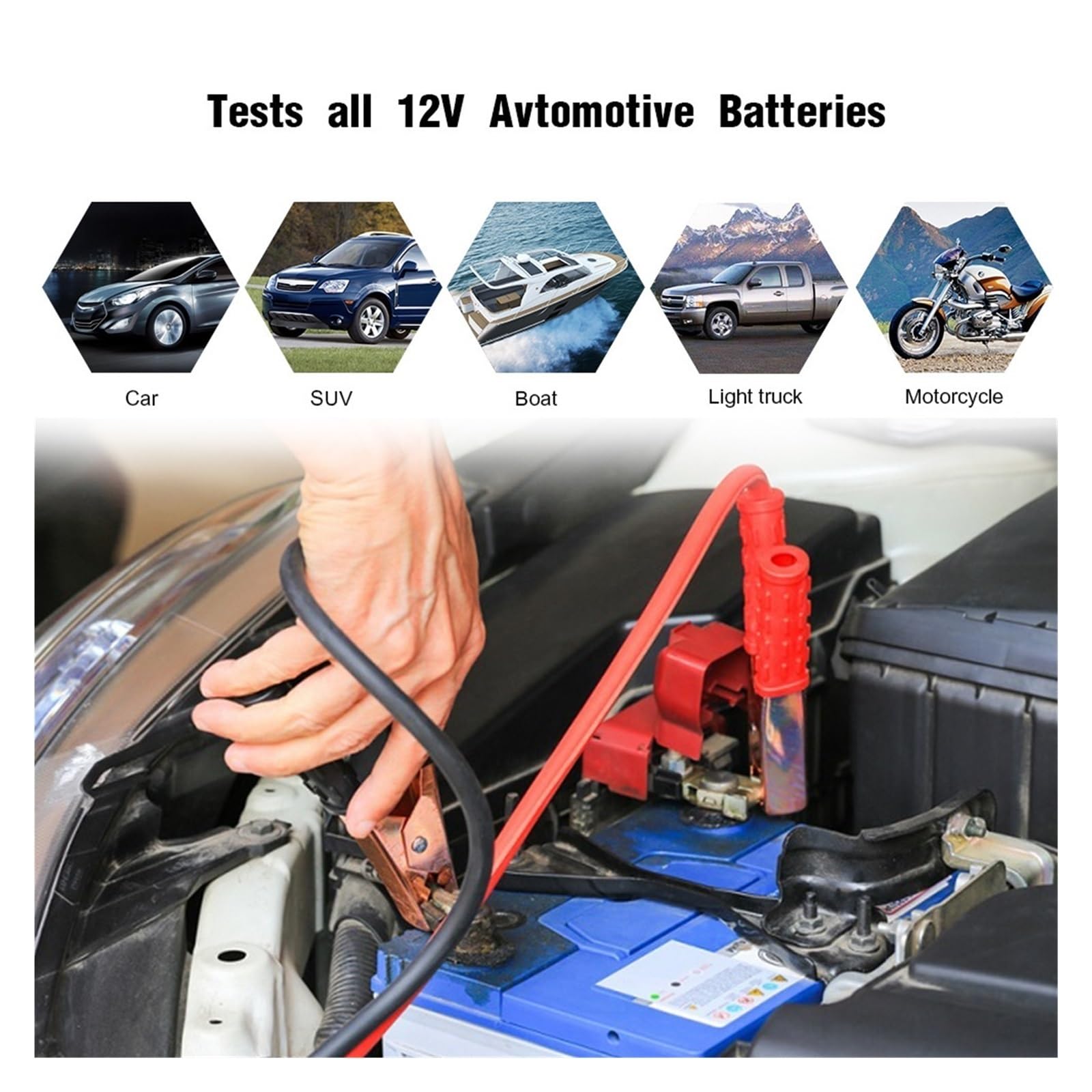 Testeur de batterie, Testeur de batterie voiture KW208 Analyseur moto 100-2000 CCA Test du système démarrage charge puissance