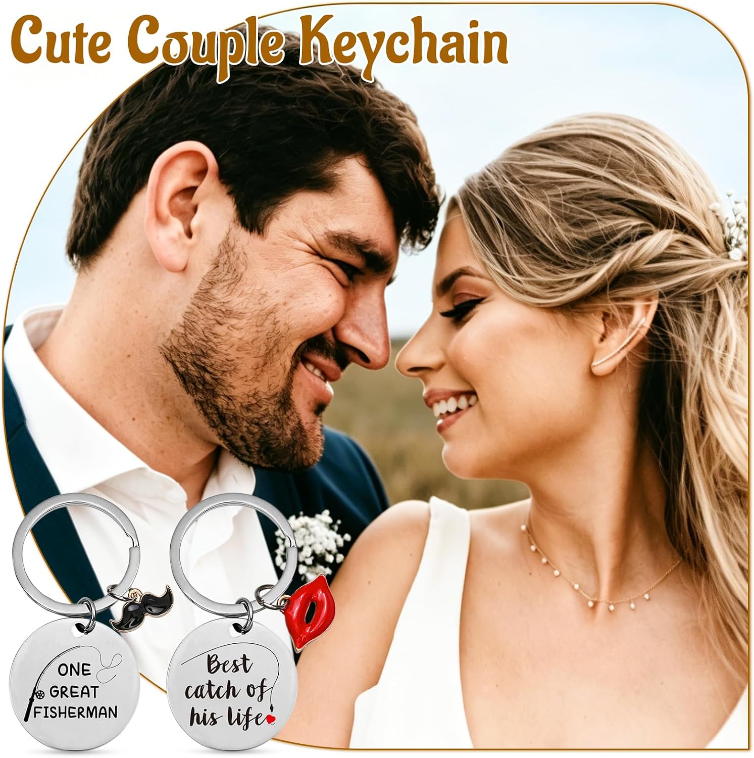 Lifecapido Couples Gifts, One Great Fisherman 20oz Coffee Mug with Keychain & Card, His and Hers Gifts, Anniversary Wedding Engagement Christmas Couples Gift for Husband Wife(Black & Cream)