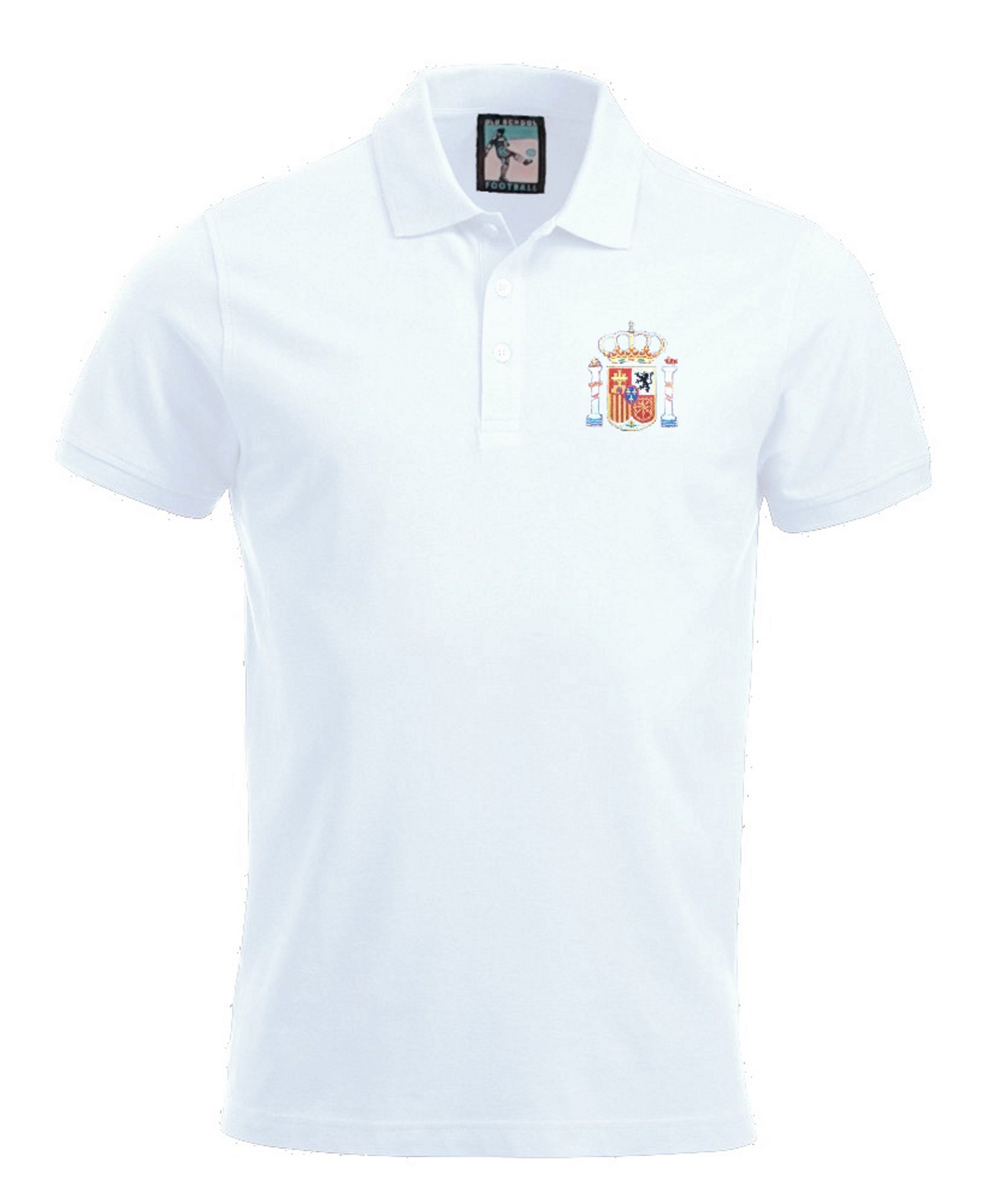 Spain Retro Football Polo Embroidered Logo White