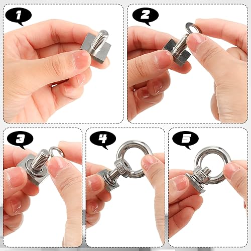 Miniatura 5 de 6 juegos de pernos de oruga M8 T, pernos de ojo con tuercas, pernos en T de acero inoxidable 304, tuercas y pernos de ojo de elevación, pernos de