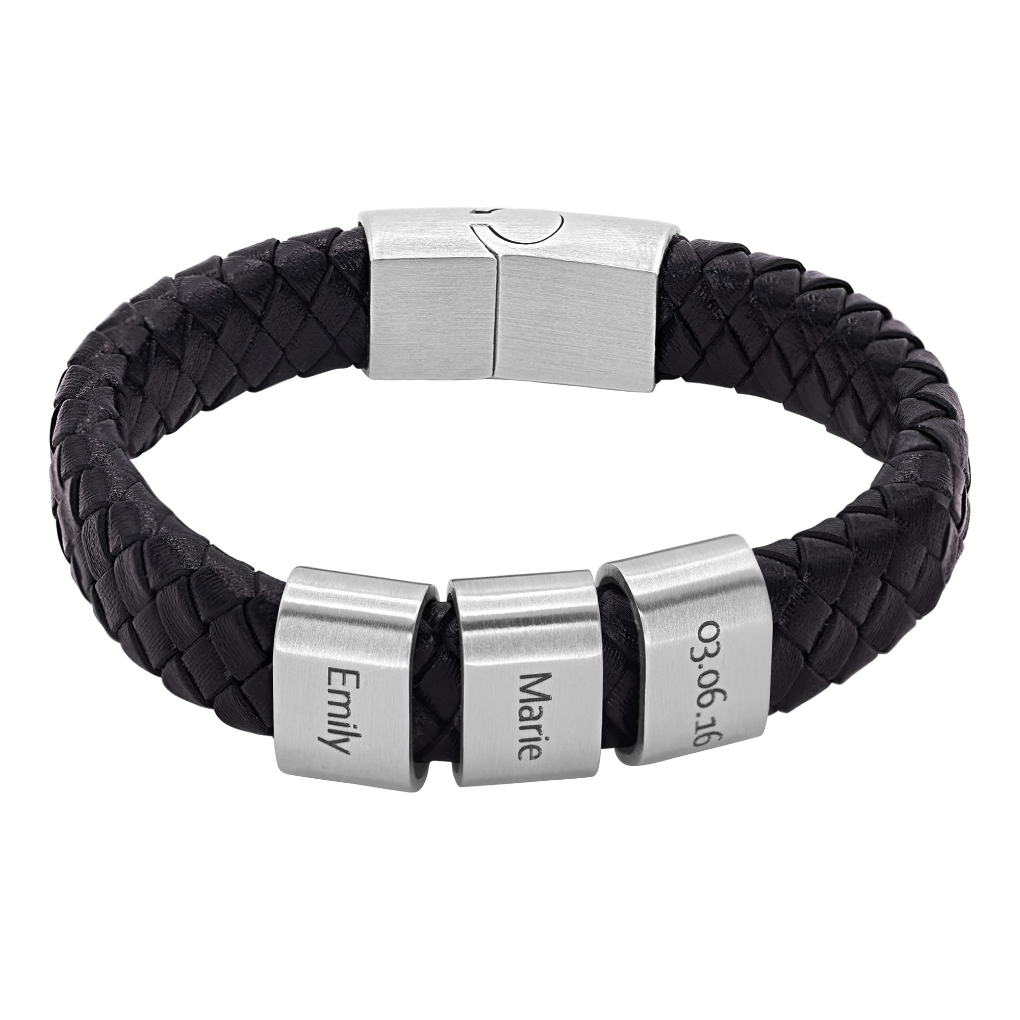 Heideman Armband Herren Titus Leder Edelstahl Gravur