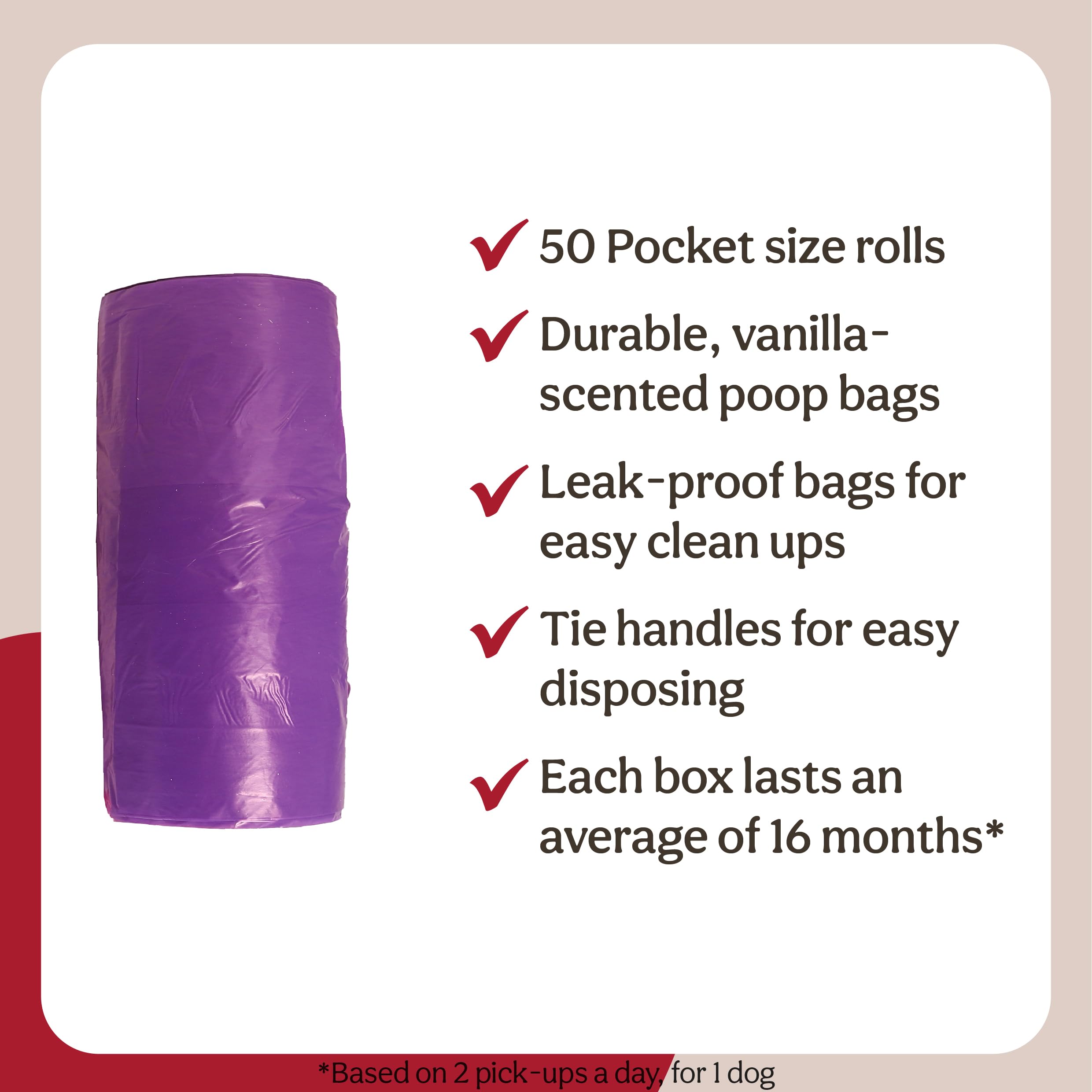 Rosewood Dog Poo Bags with Handles, 1000 Easy Clean-Up Poop Bags, 50 Refill Rolls of Dog Waste Bags with Tie Handles - Image 4