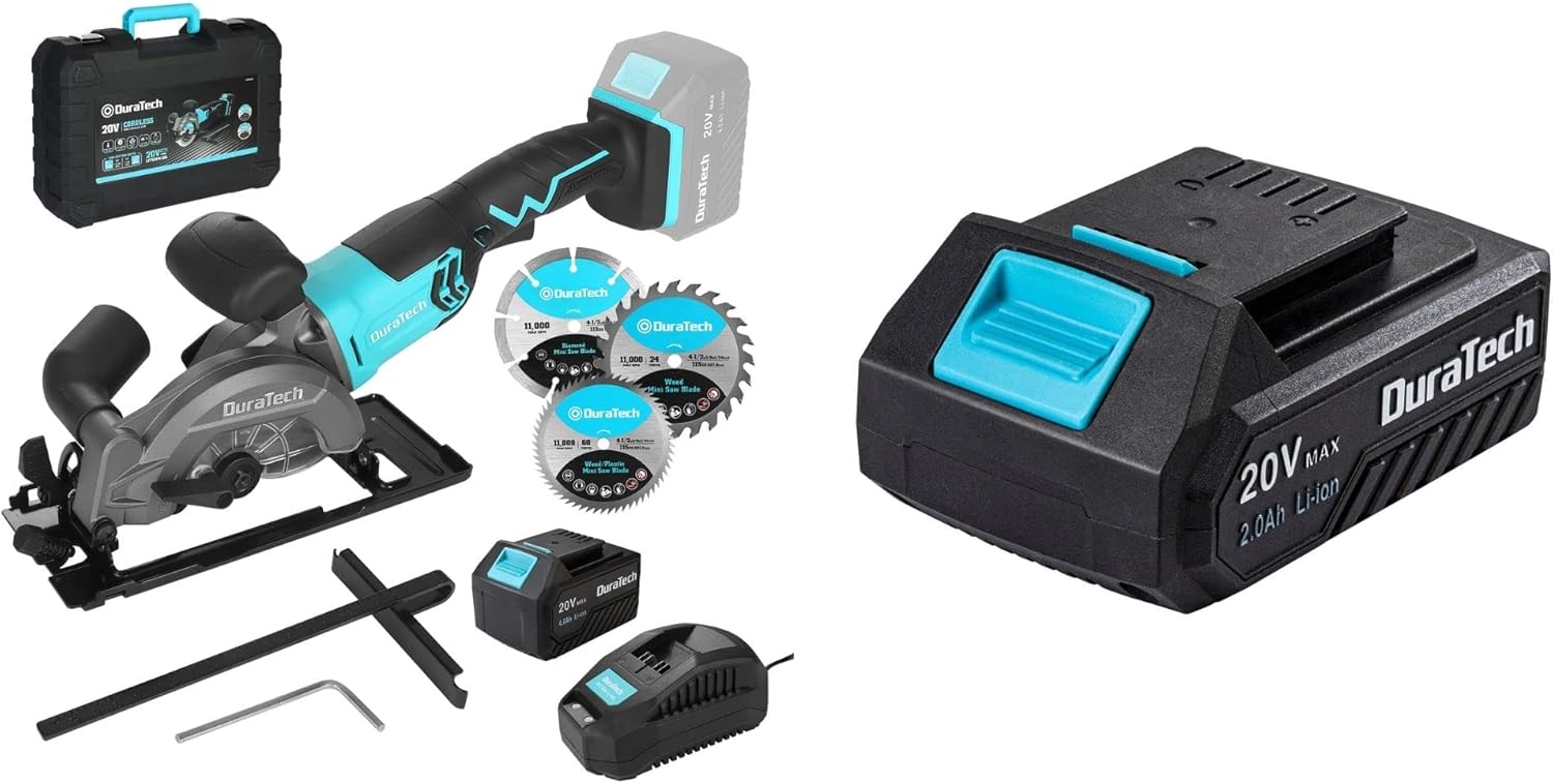 DURATECH 20V Cordless Mini Circular Saw with DURATECH 20V 2.0Ah Liion