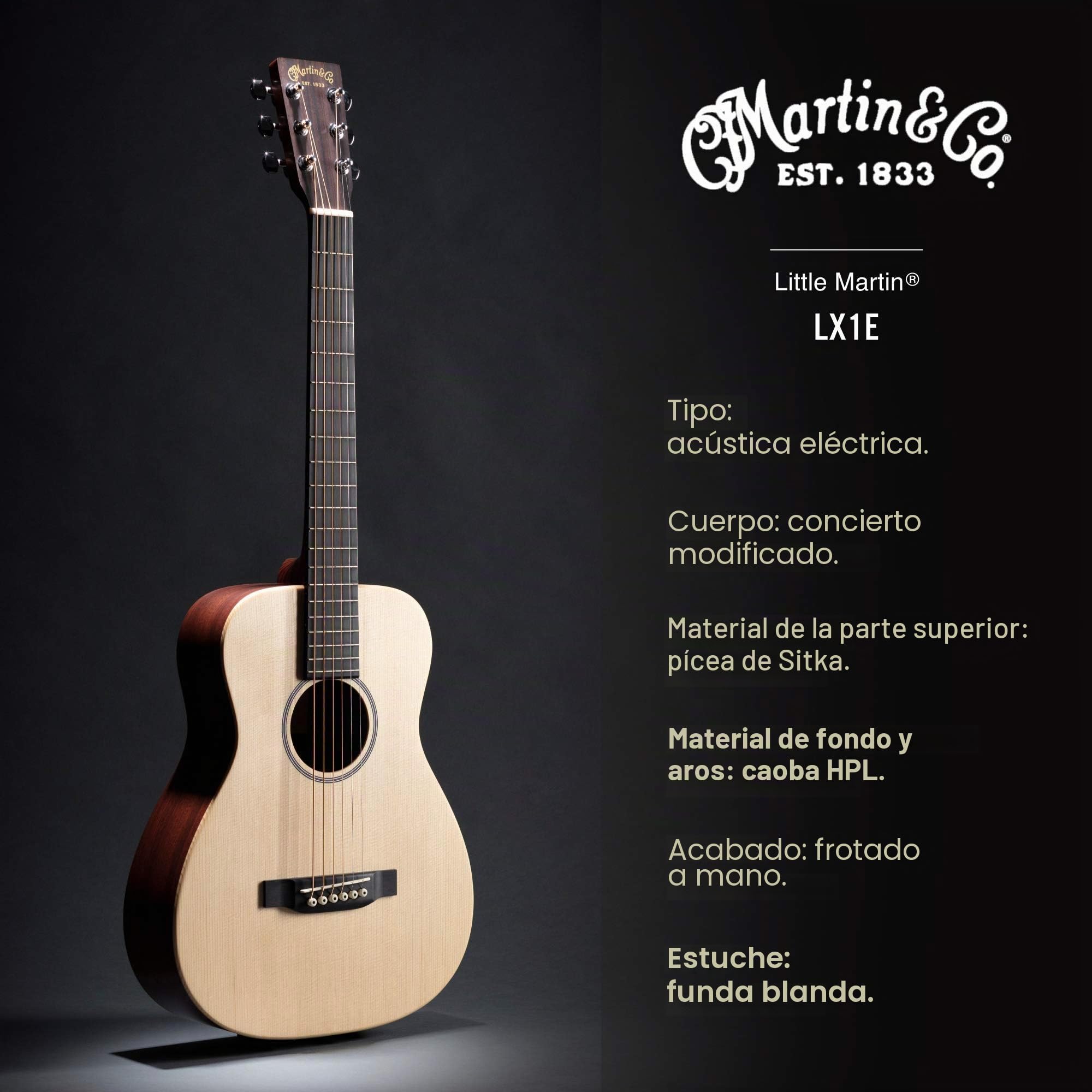 Guitarra Acústica Electrificada Martin LX1E Little Natural