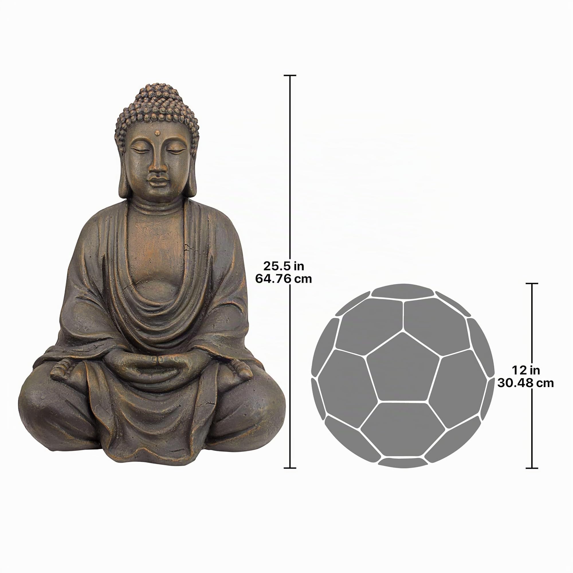 Design Toscano AL1614 - La Figura de Buda de meditación del Gran Templo Estatua del jardín de tamaño Mediano, de Color Beige