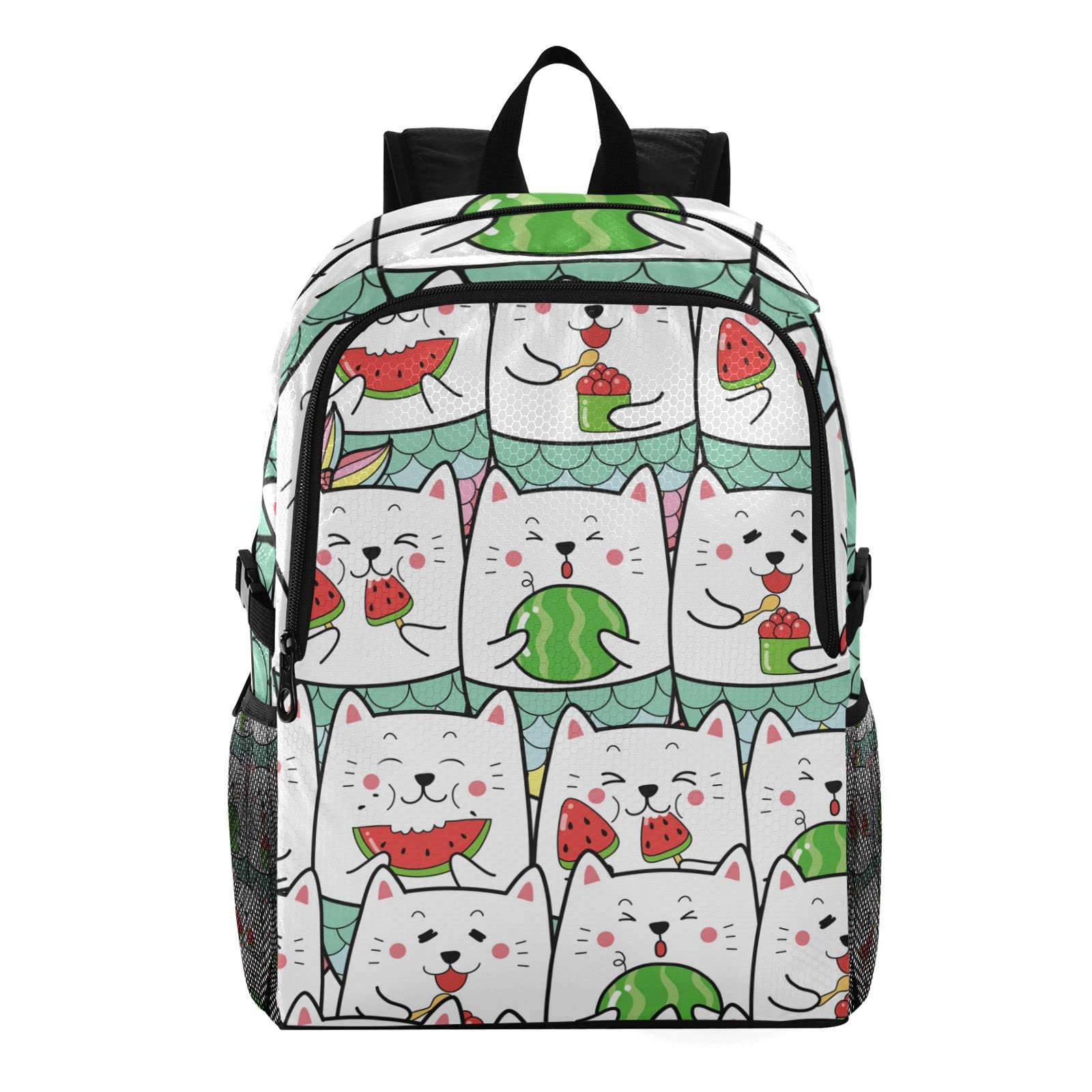 Cartable chat sirène mangeant de la pastèque sac à dos enfant voyage - 8